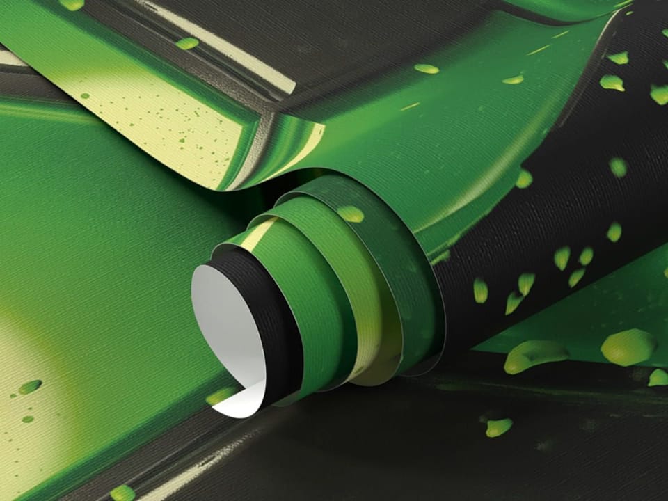 Fototapeta Zielono-czarna piłka w ruchu fragment #1