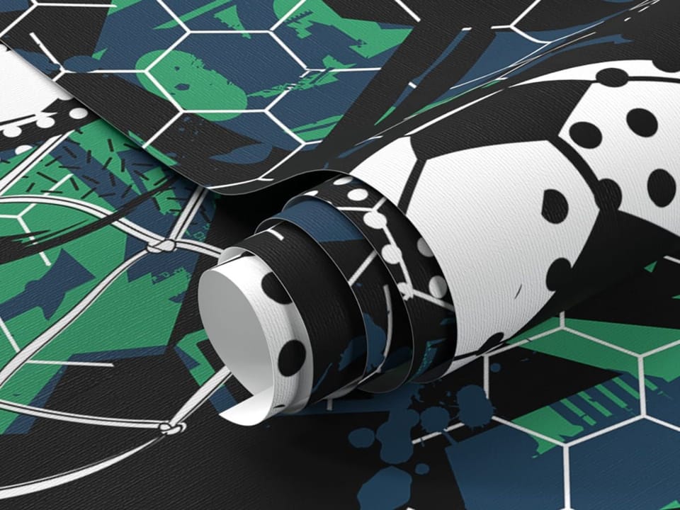 Fototapeta Piłki nożne na geometrycznym tle fragment #1