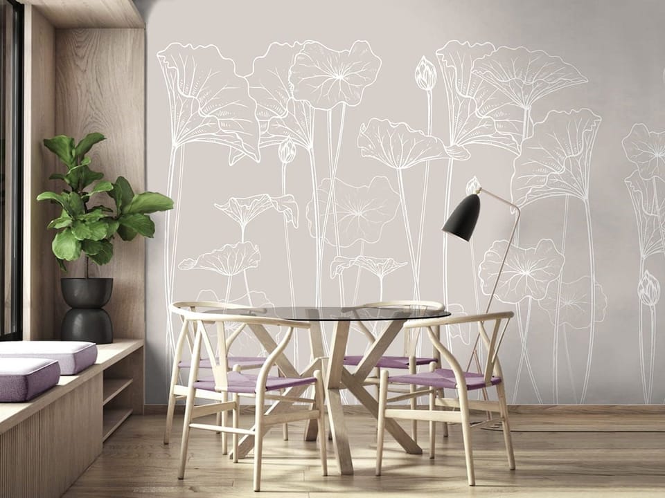 Fototapeta Delikatne kontury lilii we wnętrzu kuchni