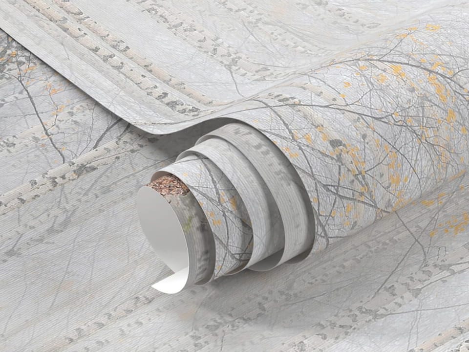 Fototapeta Las brzozowy we mgle fragment #1