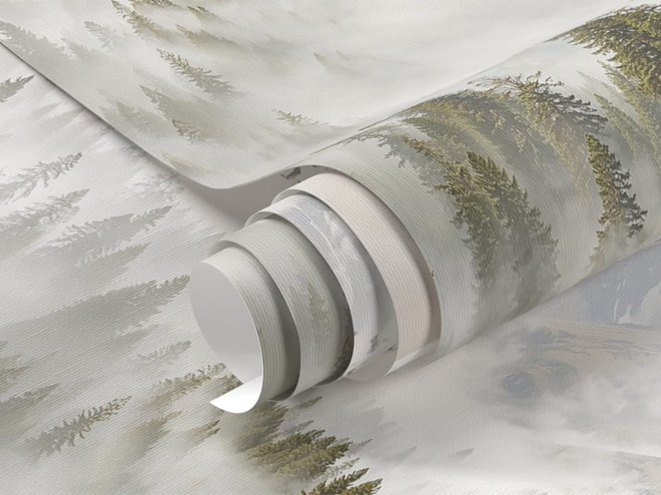 Fototapeta Leśny krajobraz w gęstej mgle fragment #1