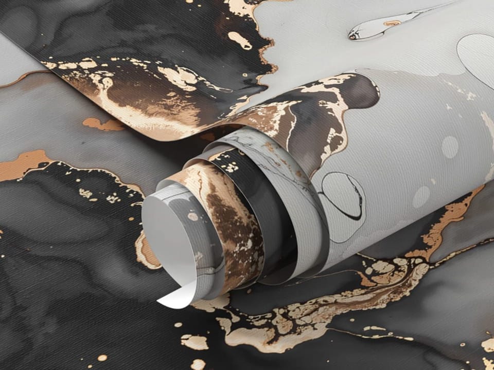 Fototapeta Abstrakcyjne Plamy i Złote Akcenty fragment #1