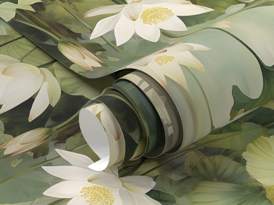 Fototapeta Lilie i lotosy na wodzie fragment #1