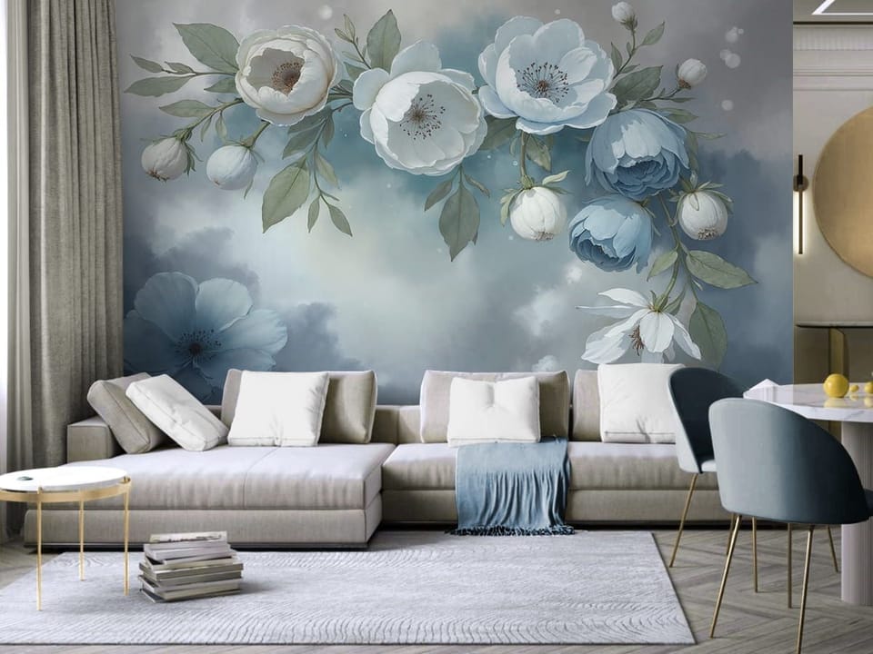 Fototapeta Egzotyczne Kwiaty na Gałęzi we wnętrzu salonu