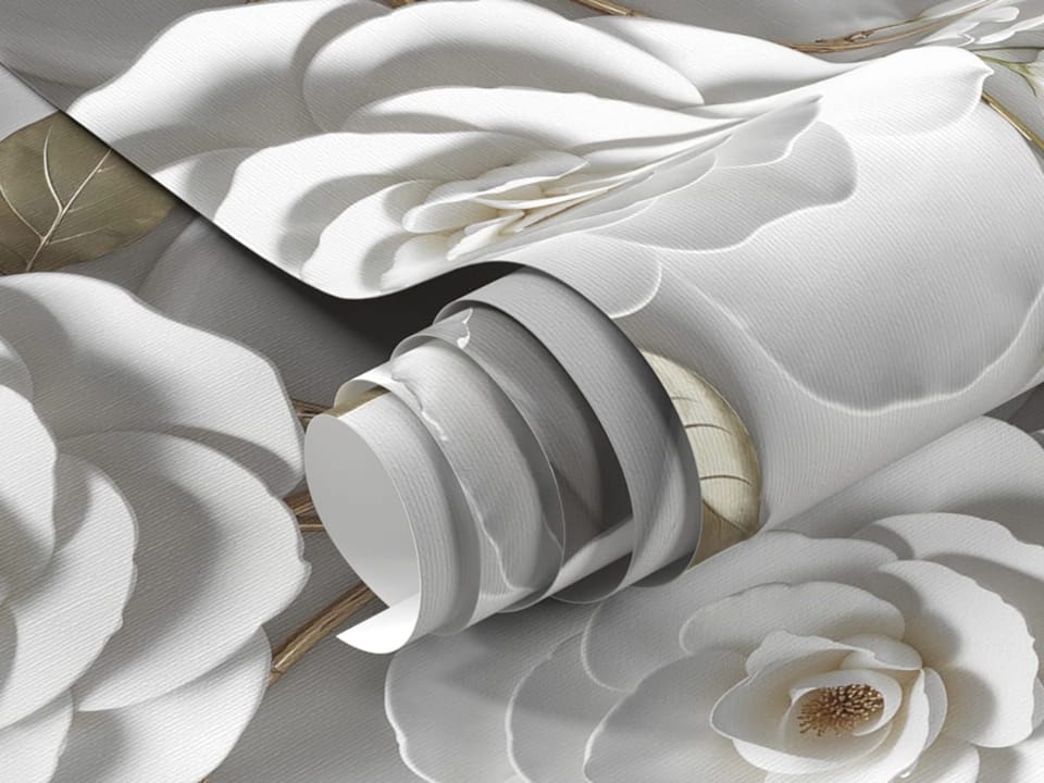 Fototapeta Białe kwiaty na szarym tle fragment #1