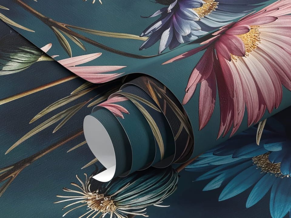 Fototapeta Egzotyczne kwiaty na ciemnym tle fragment #1