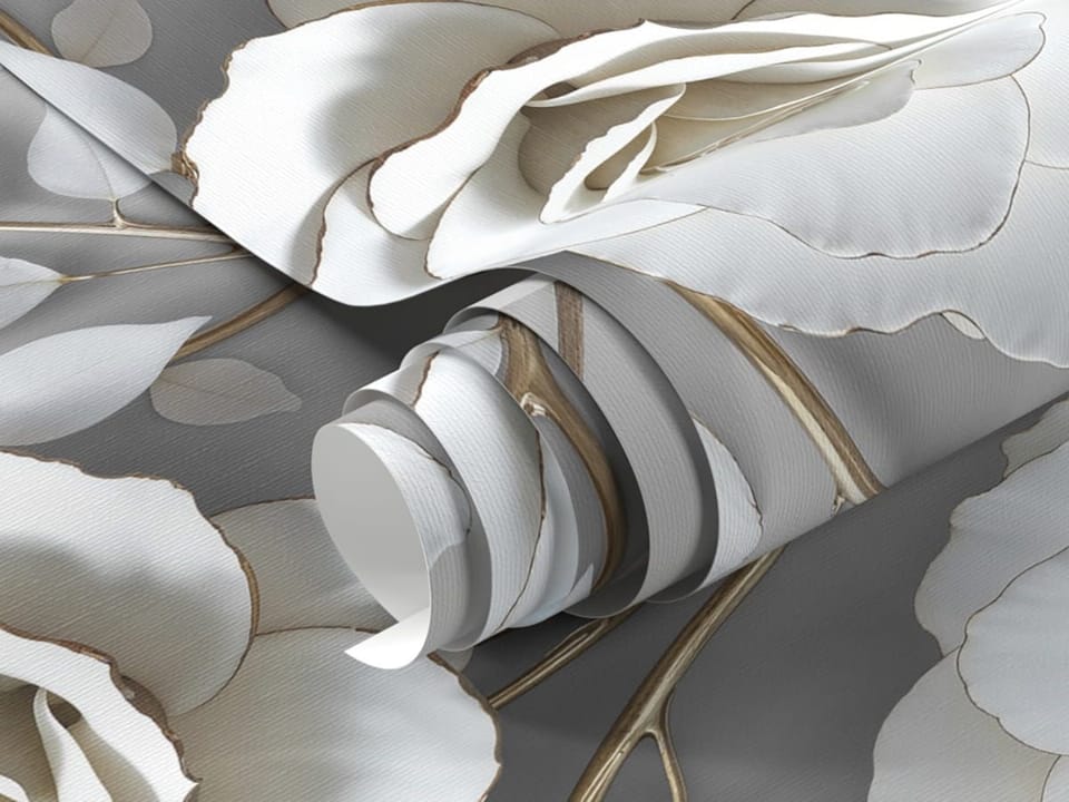 Fototapeta Eleganckie białe róże z liśćmi fragment #1