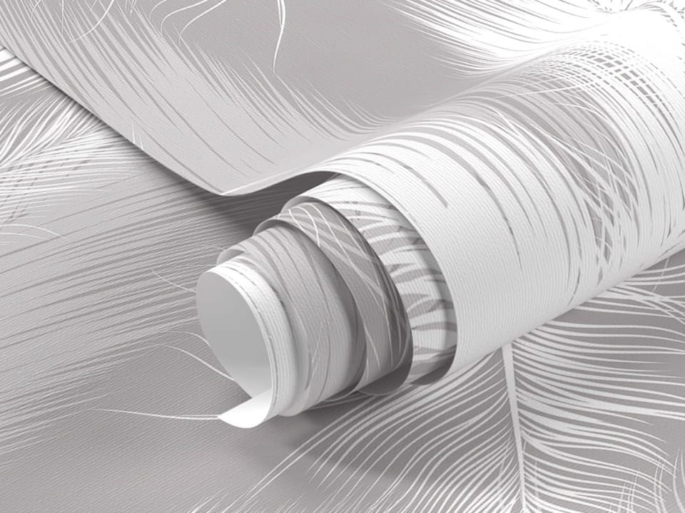 Fototapeta Białe pióra na szarym tle fragment #1