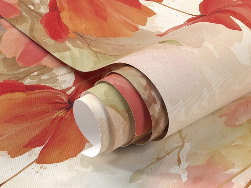 Fototapeta Czerwone maki na tle akwareli fragment #1