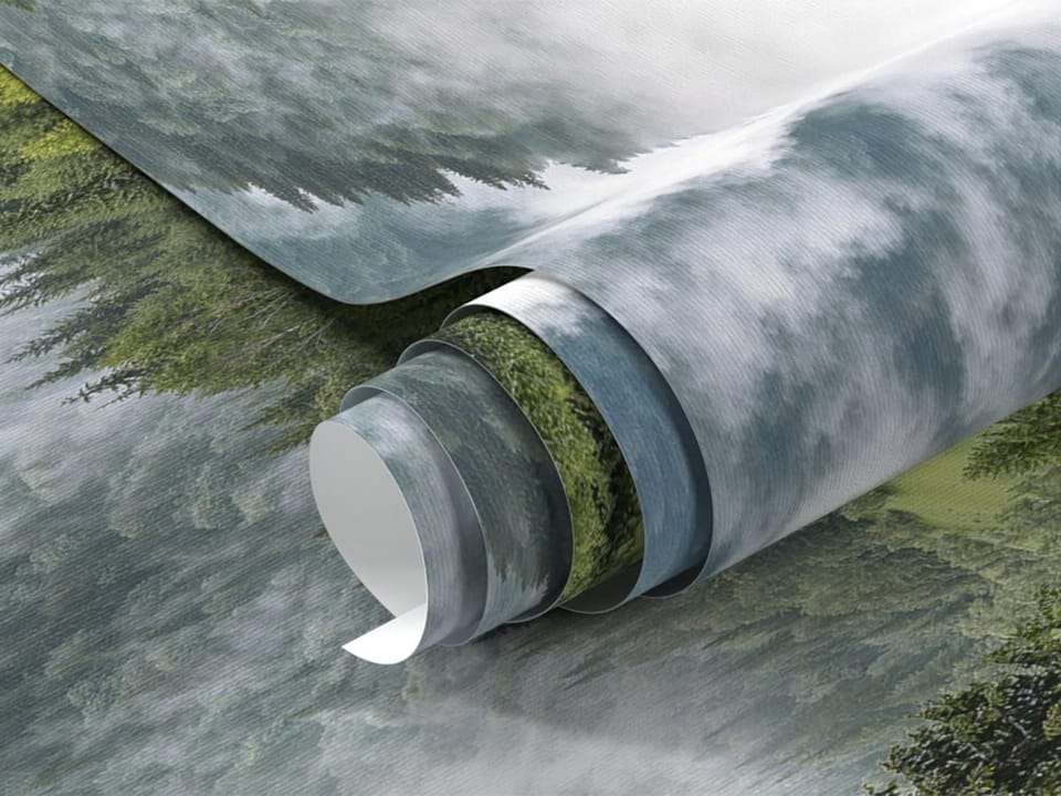 Fototapeta Górski las wśród mgły fragment #1