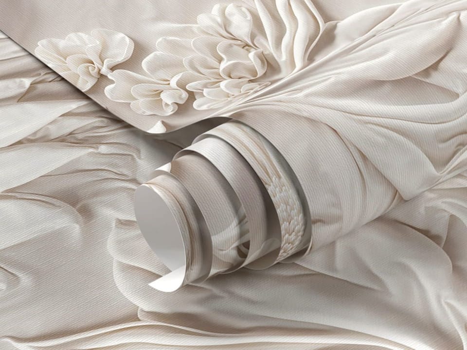 Fototapeta Reliefowe kwiaty na ścianie fragment #1