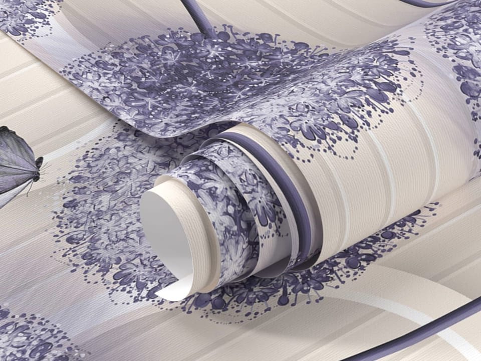 Fototapeta Fioletowe kwiaty i białe okręgi fragment #1