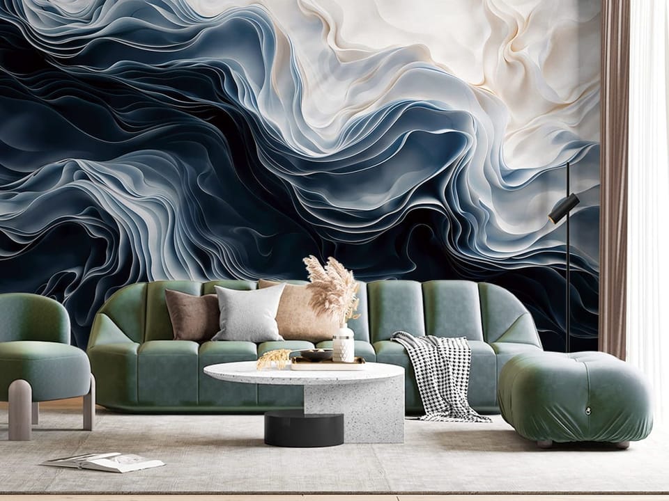 Fototapeta Abstrakcyjne Falujące Kształty we wnętrzu salonu