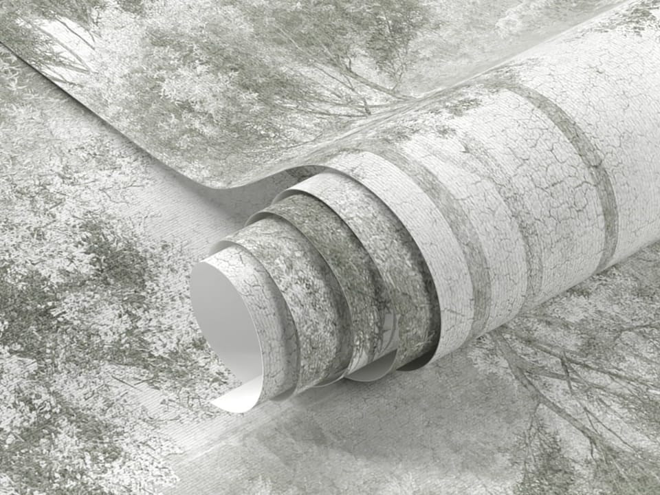 Fototapeta Leśne drzewa w mglistej aurze fragment #1