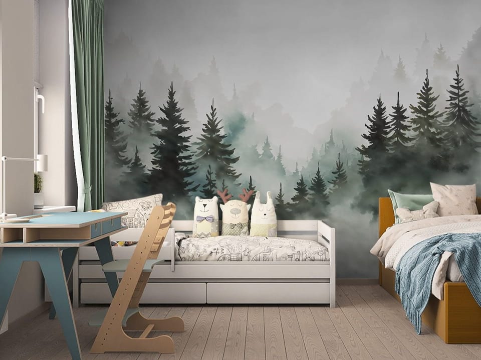 Fototapeta Mglisty las iglasty we wnętrzu pokoju dziecka