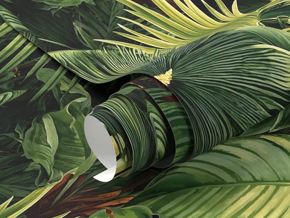 Fototapeta Tropikalne liście w zieleni fragment #1