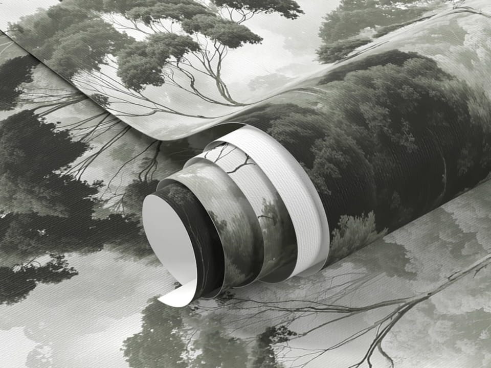 Fototapeta Wysokie drzewa w gęstym lesie fragment #1