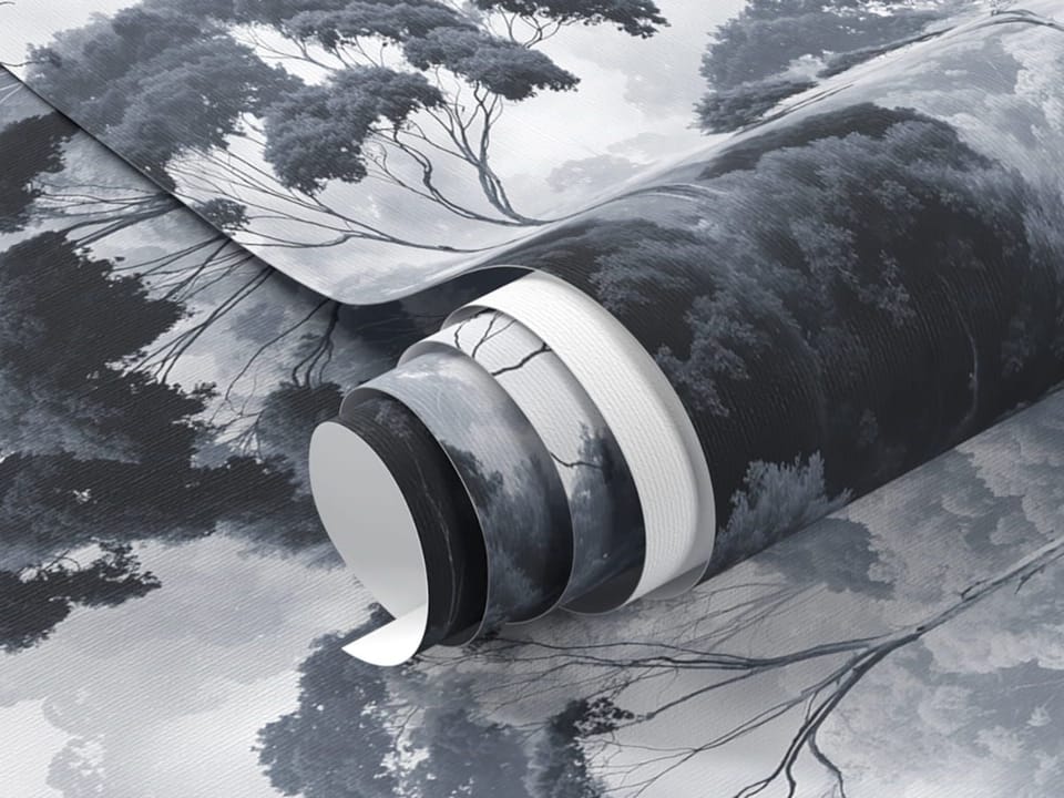 Fototapeta Leśne drzewa i mgła w tle fragment #1