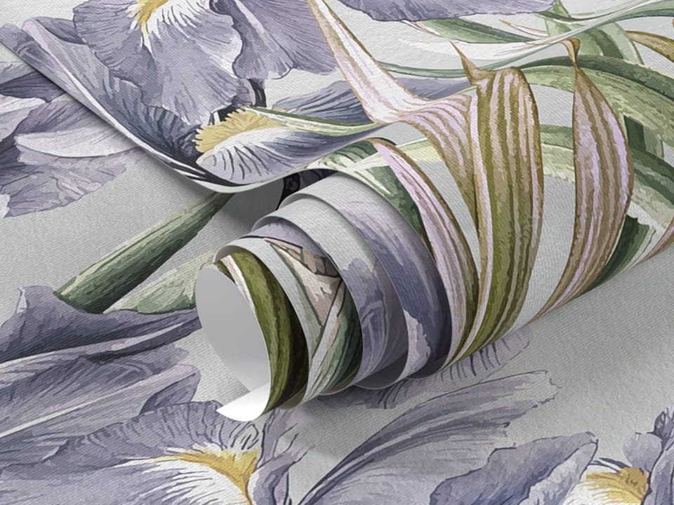 Fototapeta Fioletowe irysy na jasnym tle fragment #1