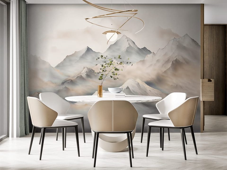 Fototapeta Mgła nad górskimi szczytami we wnętrzu kuchni