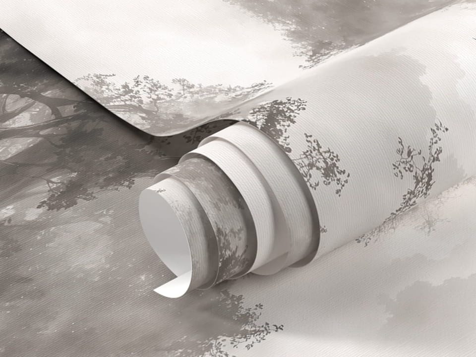 Fototapeta Mglisty las pełen drzew fragment #1