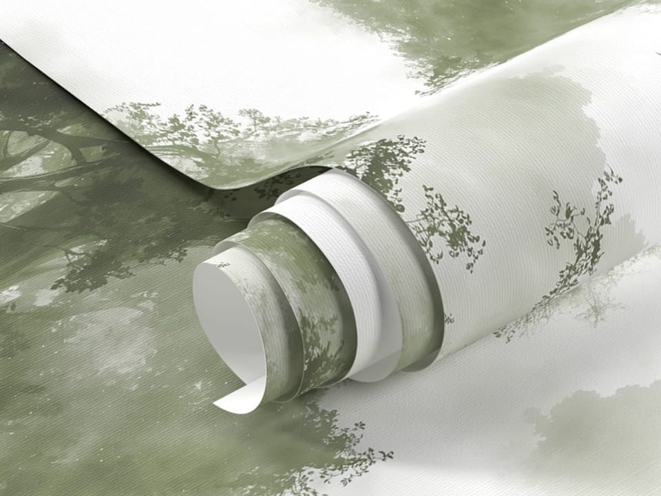 Fototapeta Gęsty las z wysokimi drzewami fragment #1