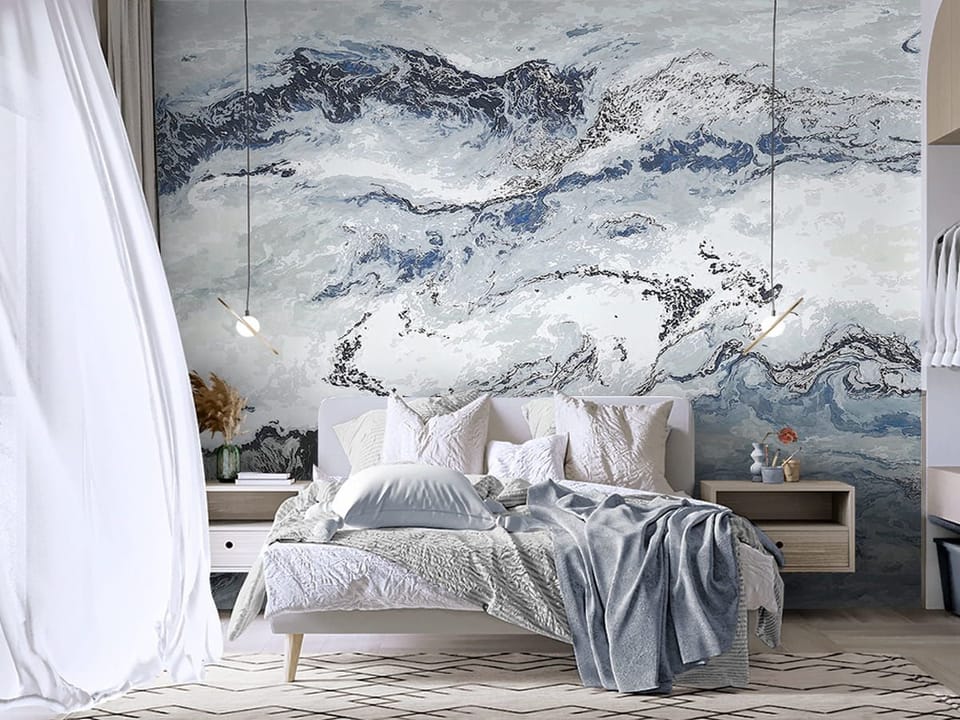 Fototapeta Abstrakcyjne wzory marmuru we wnętrzu sypialni