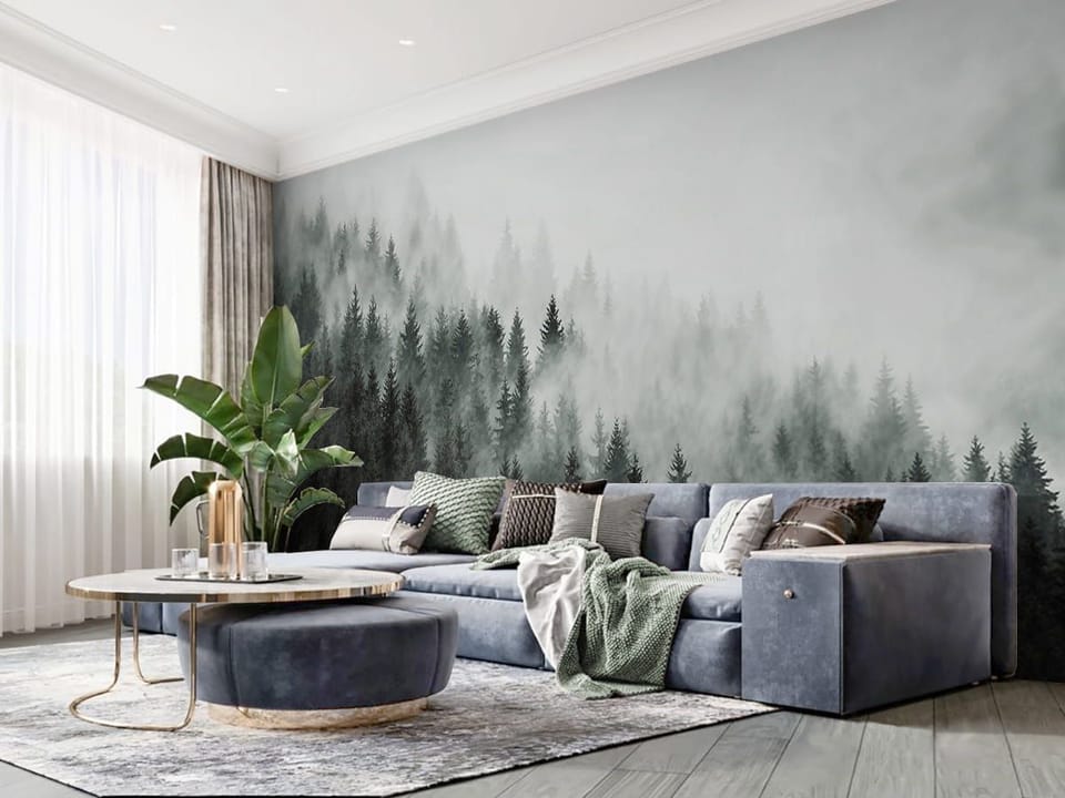 Fototapeta Mglisty las iglasty we wnętrzu salonu