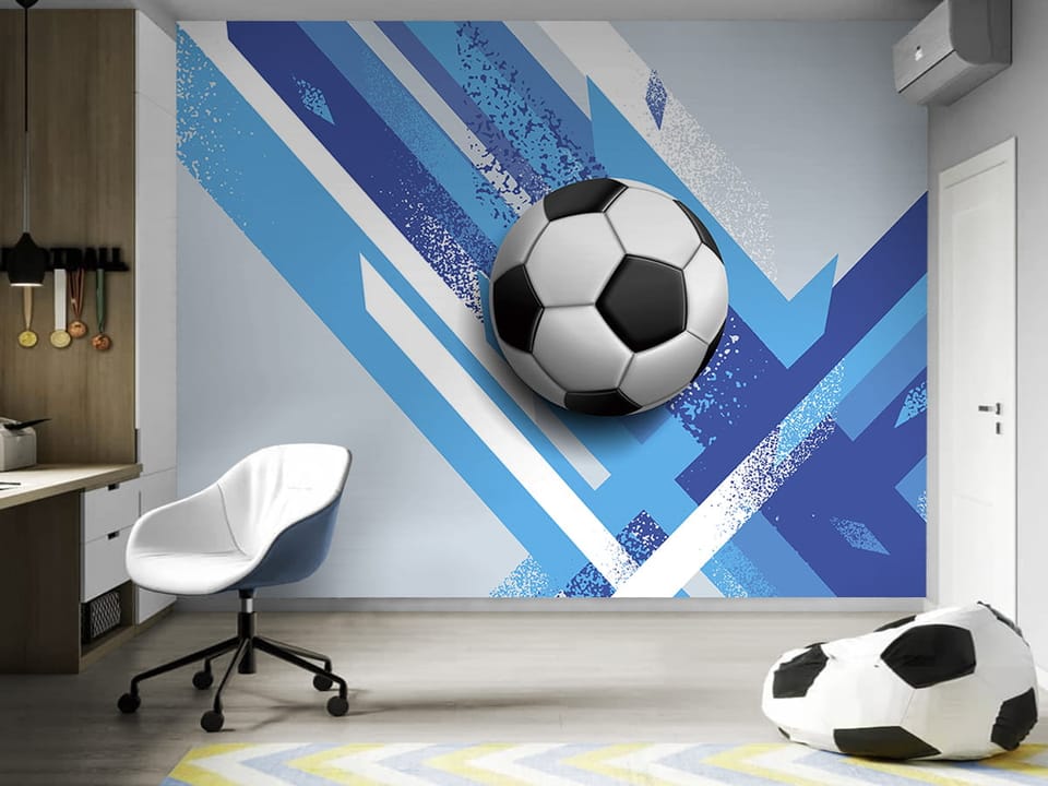 Fototapeta Geometryczna piłka nożna we wnętrzu pokoju nastolatka