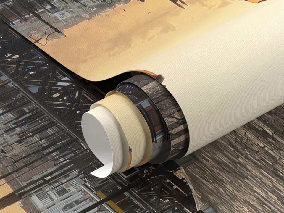 Fototapeta Kamienice przy nabrzeżu o zachodzie fragment #1