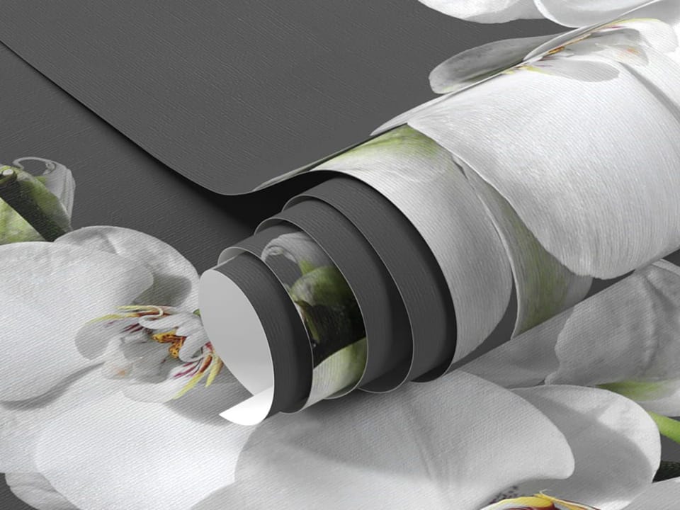 Fototapeta Orchidea na szarym tle fragment #1