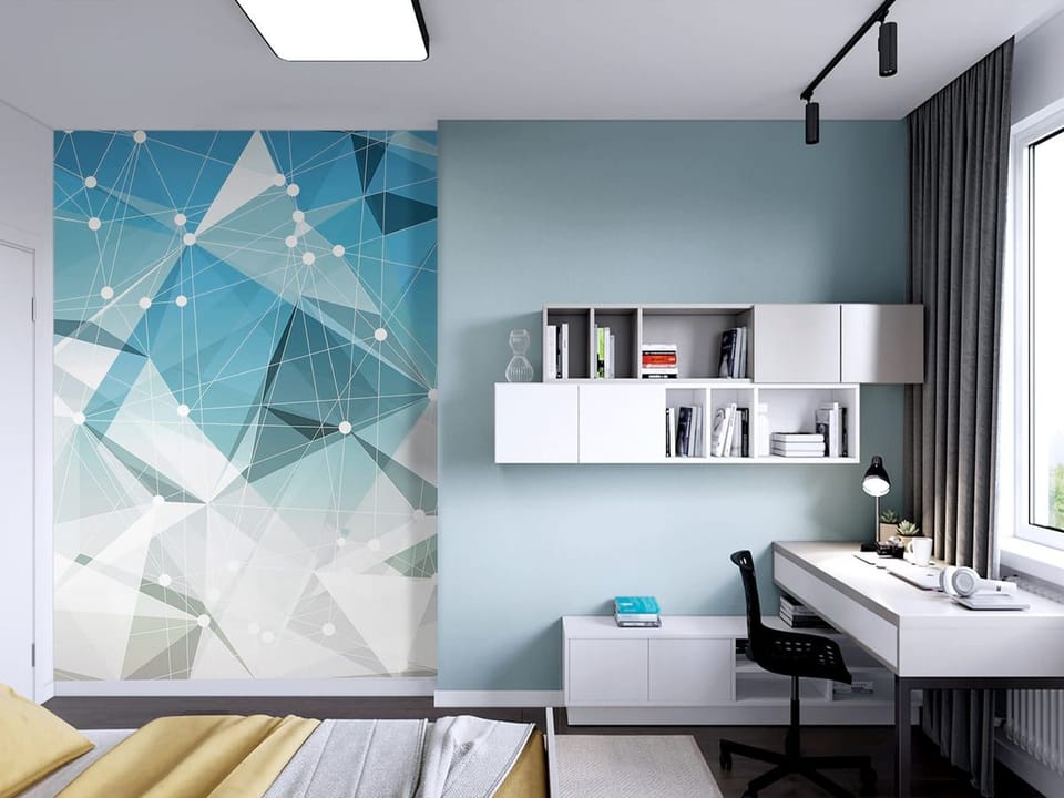 Fototapeta Geometryczne wzory z trójkątów - aranżacja w pokoju nastolatka