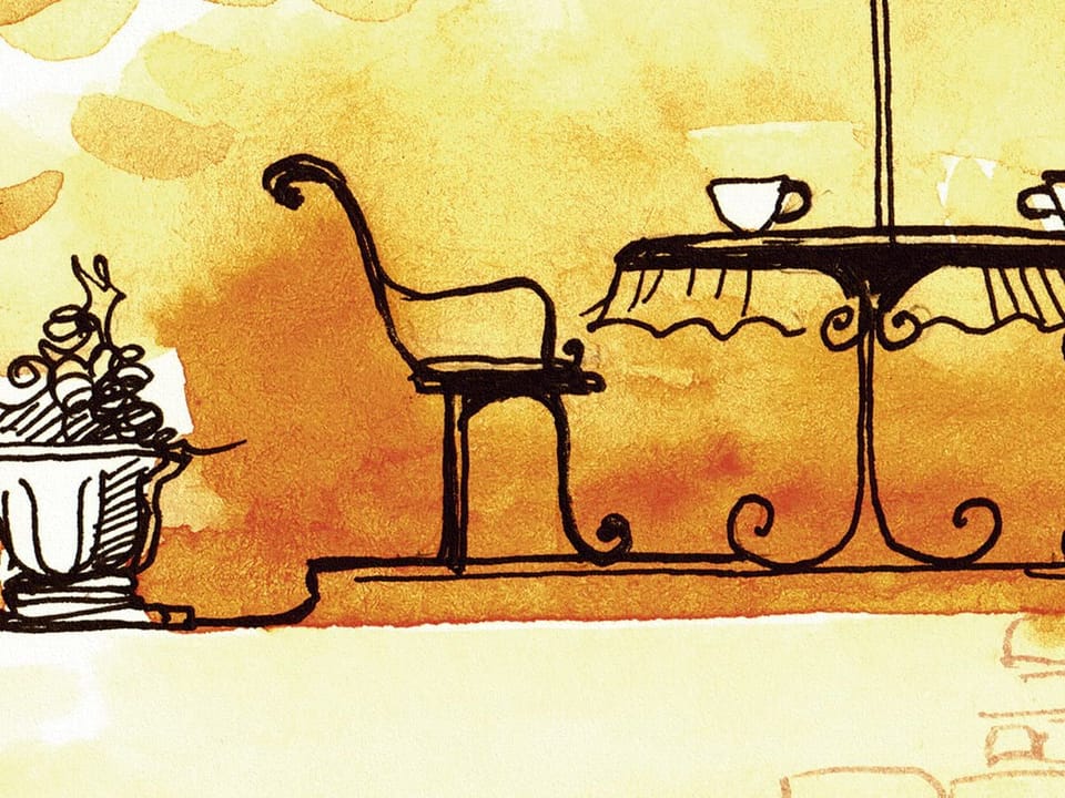 Fototapeta Taras z latarniami i stolikiem fragment #1