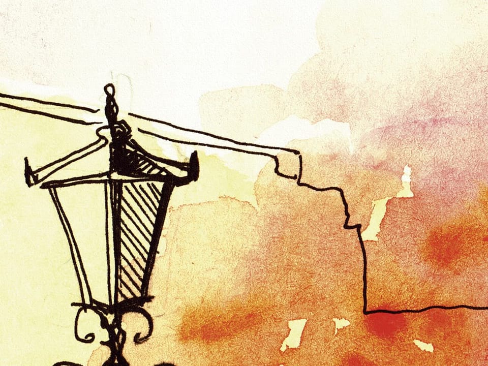 Fototapeta Taras z latarniami i stolikiem fragment #2