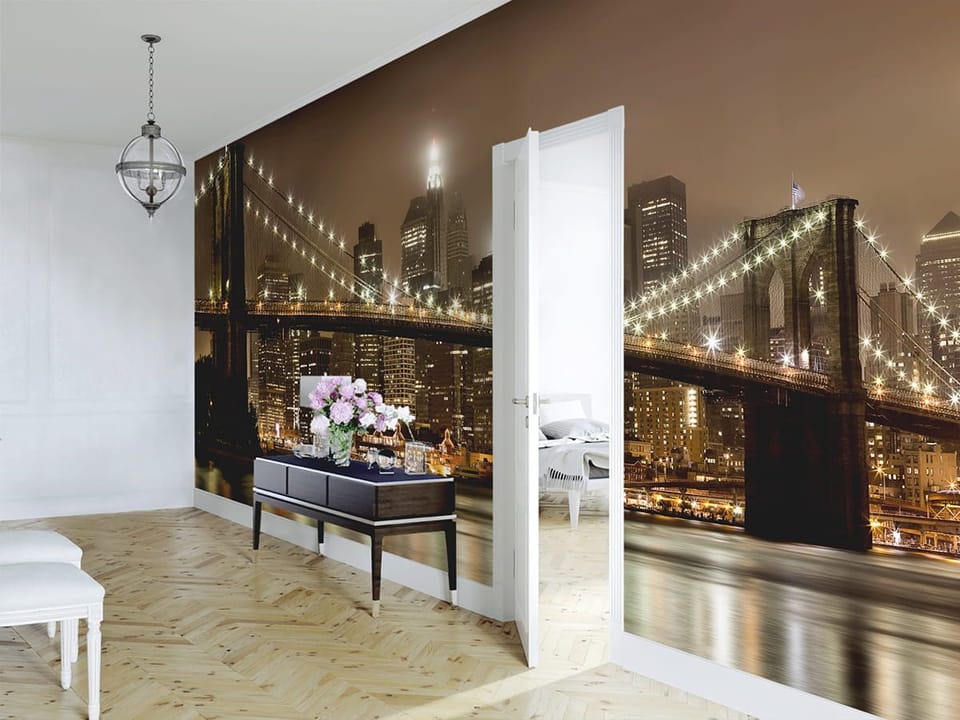 Fototapeta Nocny Most z Wieżowcami we wnętrzu przedpokoju