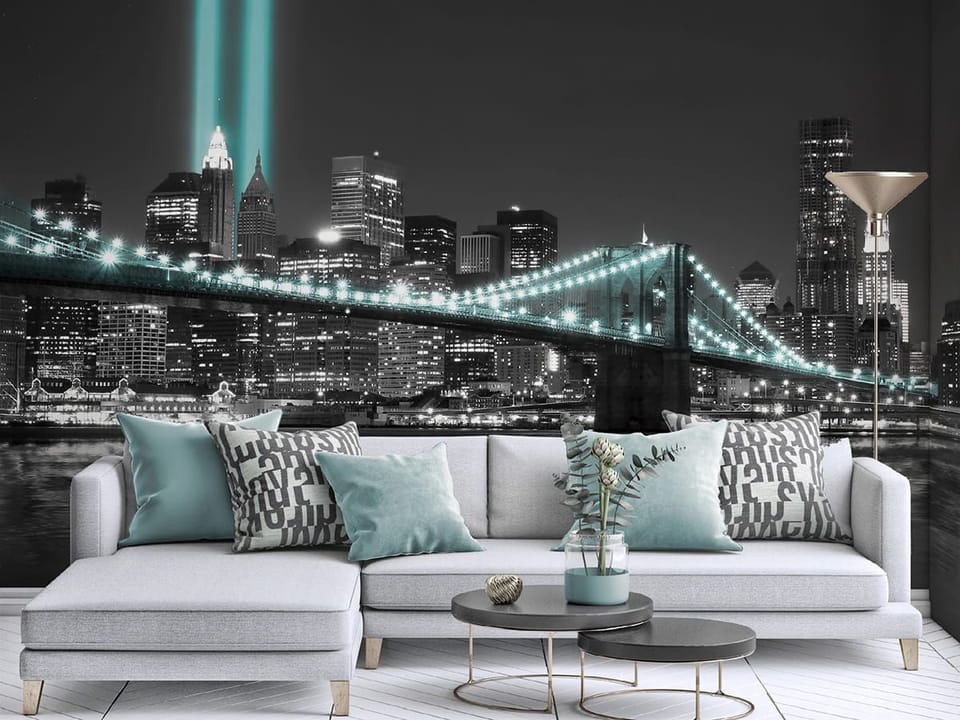 Fototapeta Most z oświetleniem nocą - aranżacja w salonie