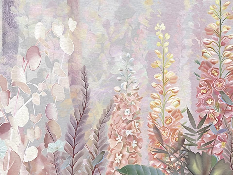 Fototapeta Murale kwiatowe z gęstą roślinnością - jakość wydruku i struktura materiału