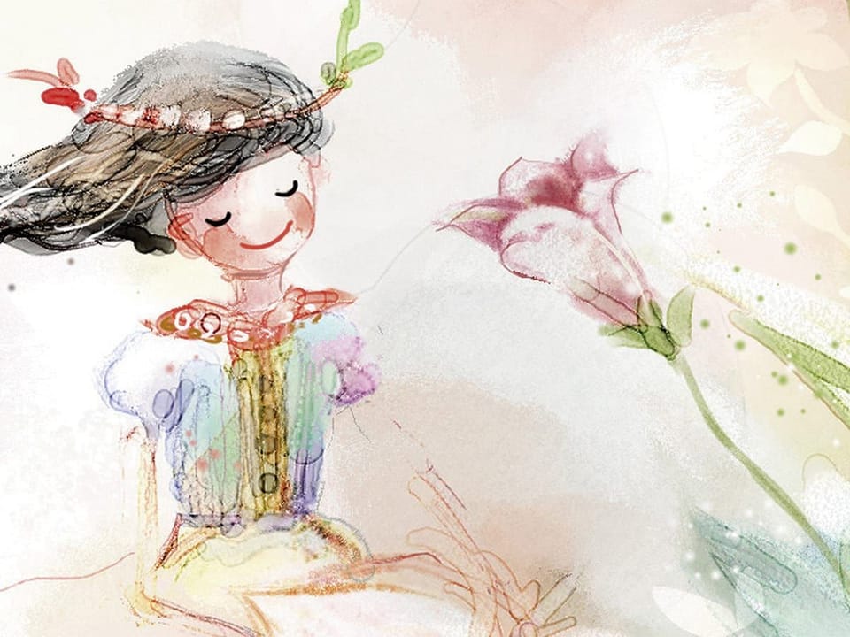 Fototapeta Dziewczynka wśród kwiatów fragment #1