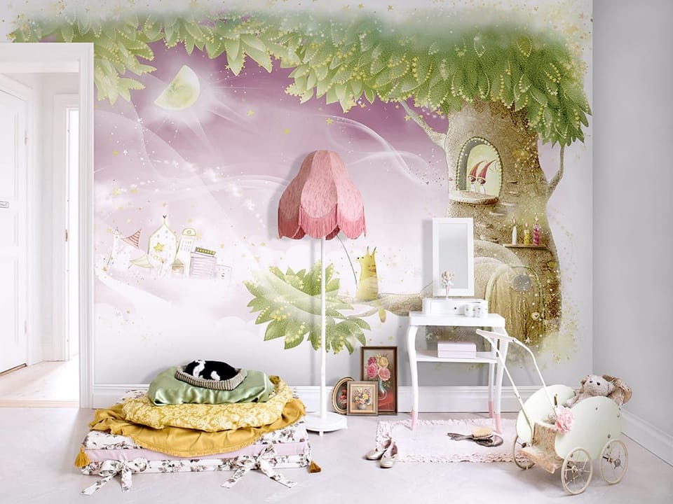 Fototapeta Drzewo z domkiem w pniu we wnętrzu pokoju dziecka