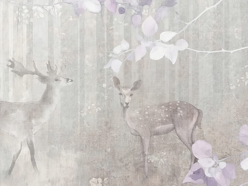 Fototapeta Jelenie w kwiecistym lesie - realne zdjęcie w rolce