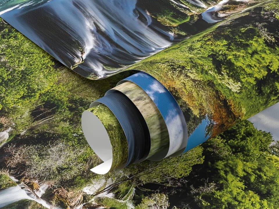 Fototapeta Wodospad wśród zieleni - realne zdjęcie w rolce