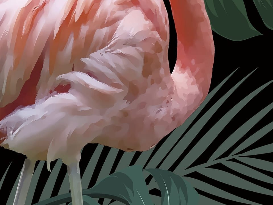 Fototapeta Flamingi wśród zieleni - realne zdjęcie w rolce