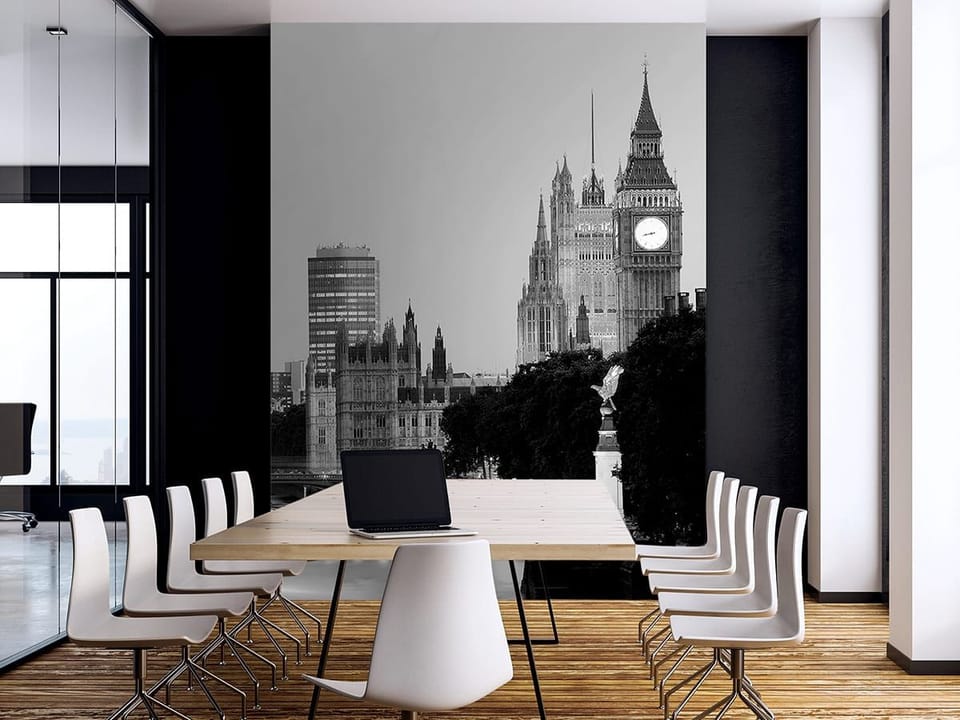 Fototapeta Wieża zegarowa Londynu nad rzeką - aranżacja w biurze