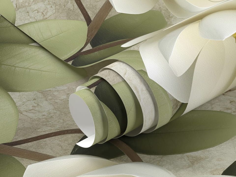 Fototapeta Białe Magnolie na Gałęzi - realne zdjęcie w rolce