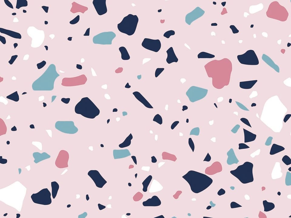 Fototapeta Kolorowe terrazzo na różowym tle - realne zdjęcie w rolce