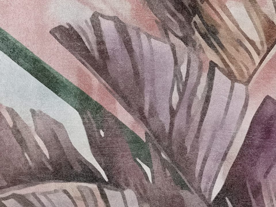 Fototapeta Liście palmowe na tle geometrycznym - realne zdjęcie w rolce