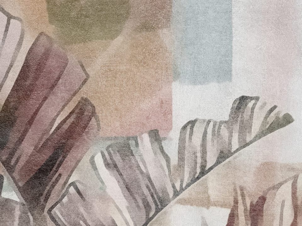 Fototapeta Liście palmowe na tle geometrycznym - jakość wydruku i struktura materiału