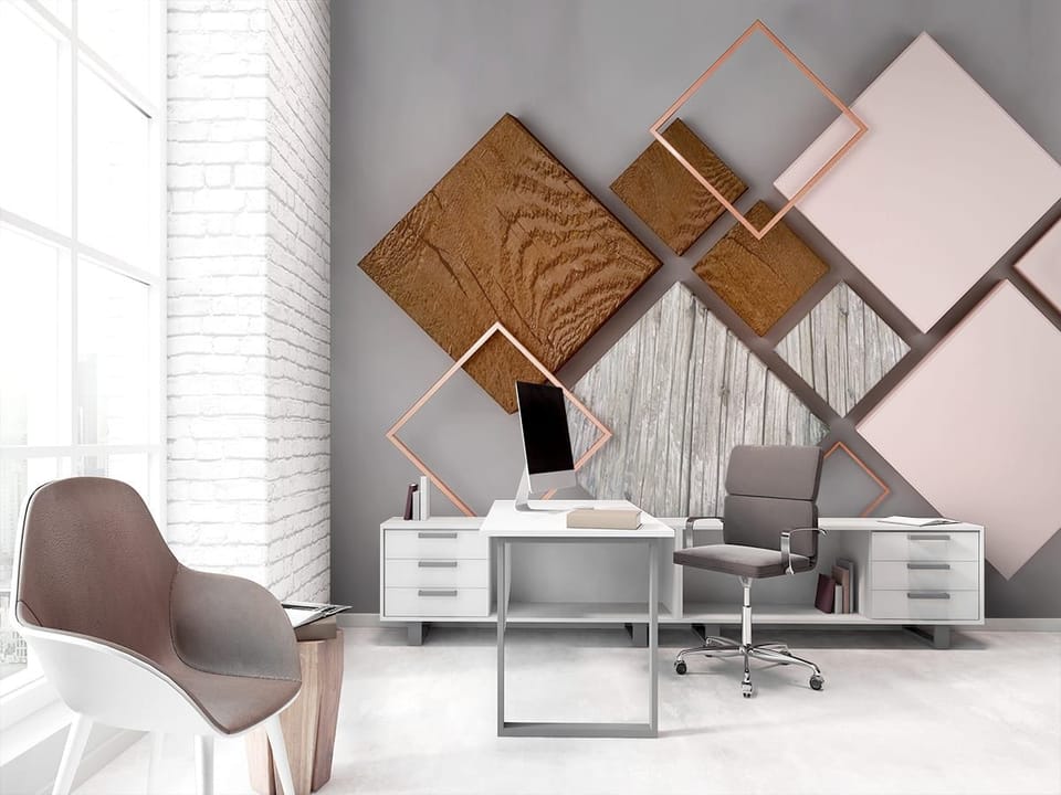 Fototapeta Geometryczne kształty na szaro - aranżacja w biurze