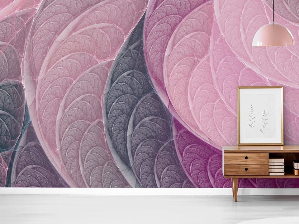 Fototapeta Abstrakcyjne różowe liście we wnętrzu przedpokoju