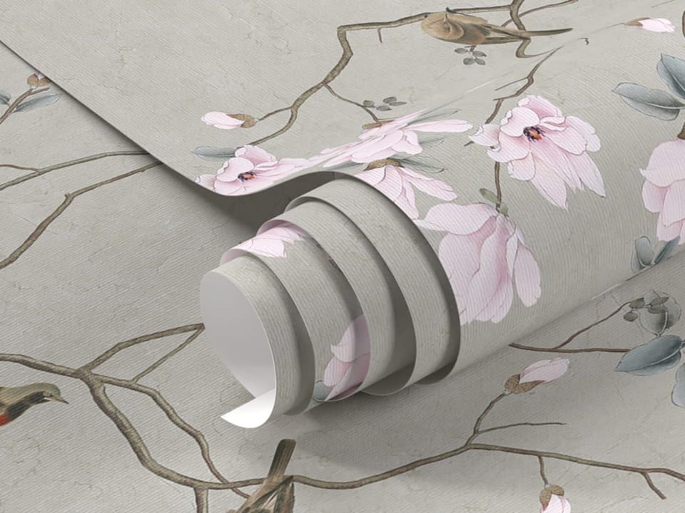Fototapeta Gałąź magnolii z kwiatami - realne zdjęcie w rolce